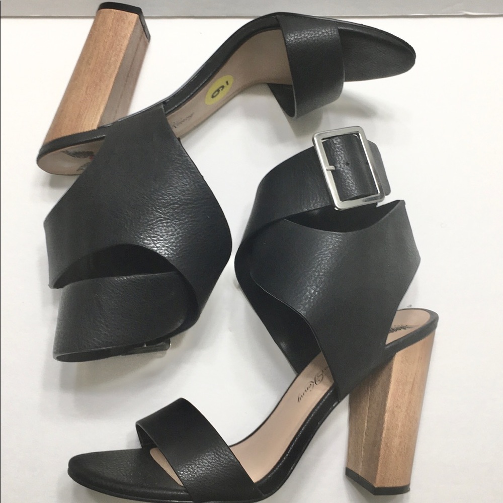Heeled Sandals, Black, Size 9M
